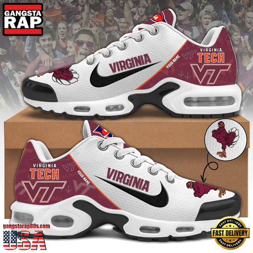 NCAA Custom Name Virginia Tech Football Mascot Symbol Air Max Plus Shoes Running Sneakers