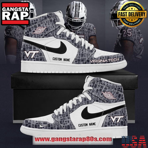 Virginia Tech Hokies 2025 Gray Camo Limited Edition Custom Air Jordan 1 Sneakers Shoes