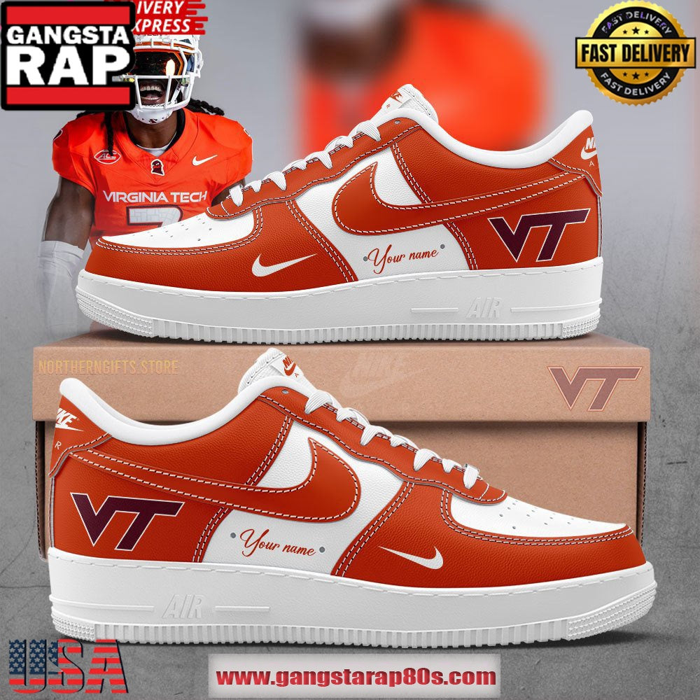 Virginia Tech Hokies Orange Special Edition Custom Air Force 1 Sneakers Shoes