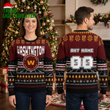 Washington Commanders Custom Name And Number Football Field Ugly Christmas Sweater