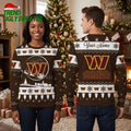 Washington Commanders Custom Name Snowy Village Ugly Christmas Sweater