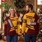 Washington Commanders Diagonal Stripe Logo Ugly Christmas Sweater