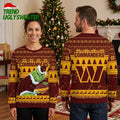 Washington Commanders Grinch Playing Football Ugly Christmas Sweater