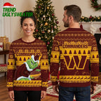 Washington Commanders Grinch Playing Football Ugly Christmas Sweater