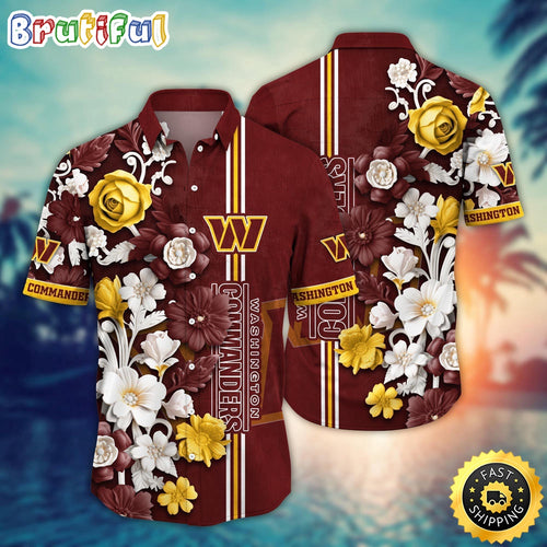 Washington Commanders Hawaii Shirt Flower Aloha Shirt For Football Fans