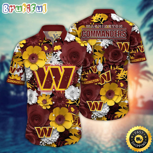 Washington Commanders Hawaii Shirt Flower Colorful Coastal Wear