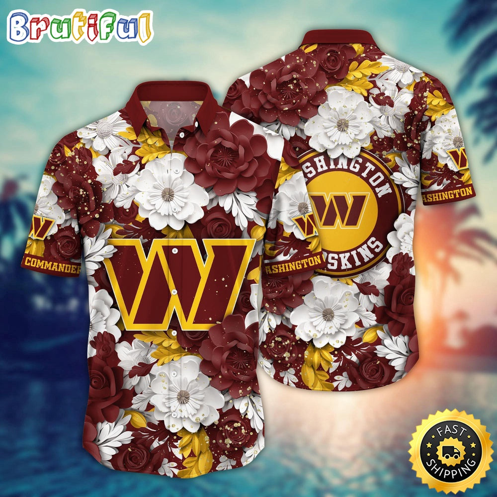 Washington Commanders Hawaii Shirt Flower Summer Vibes