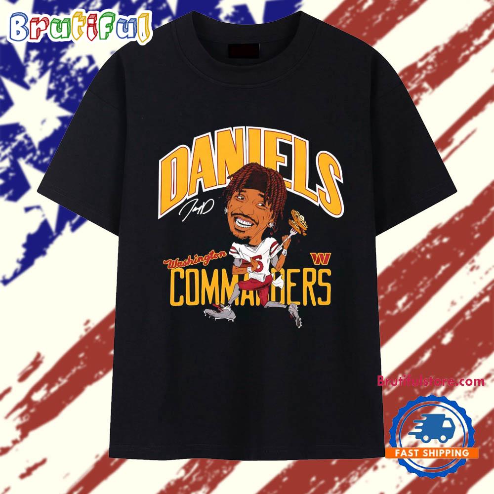 Washington Commanders Jayden Daniels Caricature Waffles Signature T Shirt