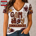 Washington Commanders NFL Football Flowers Team Pride V Neck T Shirt