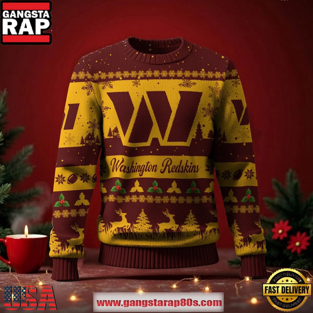 Washington Commanders NFL Holiday Spirit Ugly Christmas Sweater