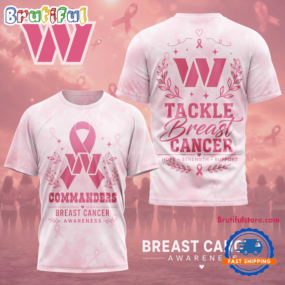 Washington Commanders NFL Hope Strength Support Breast Cancer Limited 3D Shirt