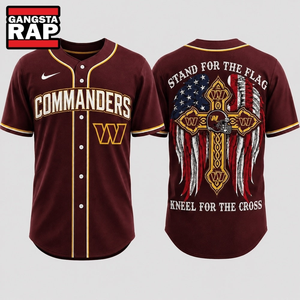 Washington Commanders NFL Stand For The Flag Kneel For The Cross Baseball Jersey Shirt