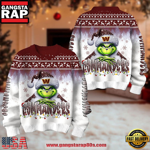 Washington Commanders NFL x The Grinch 2025 Edition Ugly Christmas Sweater