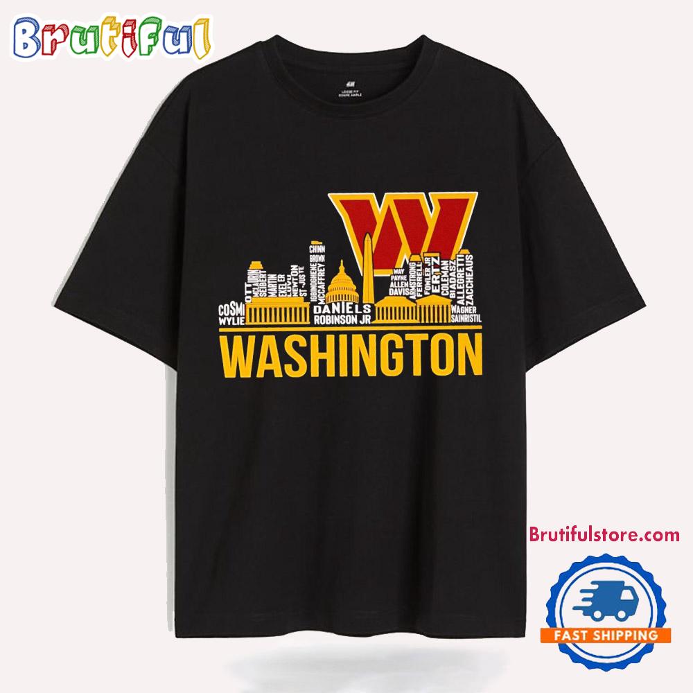 Washington Commanders Players Names City Skyline T Shirt