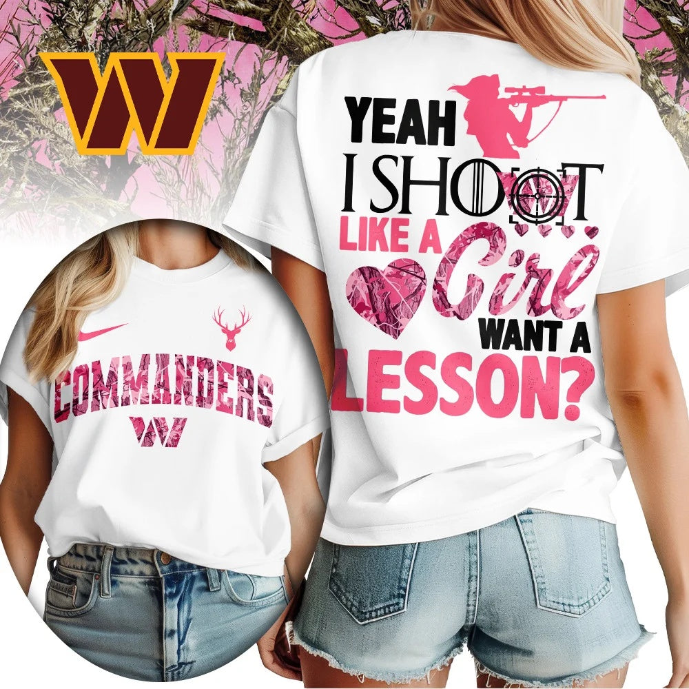 Washington Commanders Premium NFL Shoot Like A Girl Women 3D T-Shirt