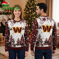 Washington Commanders Snowflake Forest Logo Ugly Christmas Sweater