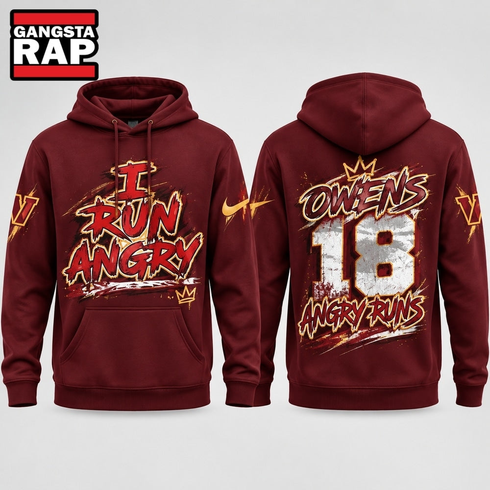 Washington Commanders Tyler Owens I Run Angry 2026 Red Hoodie T-Shirt