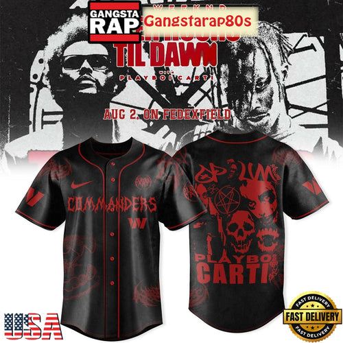 Washington Commanders x Playboi Carti The Weeknd’s Tour 2025 Baseball Jersey