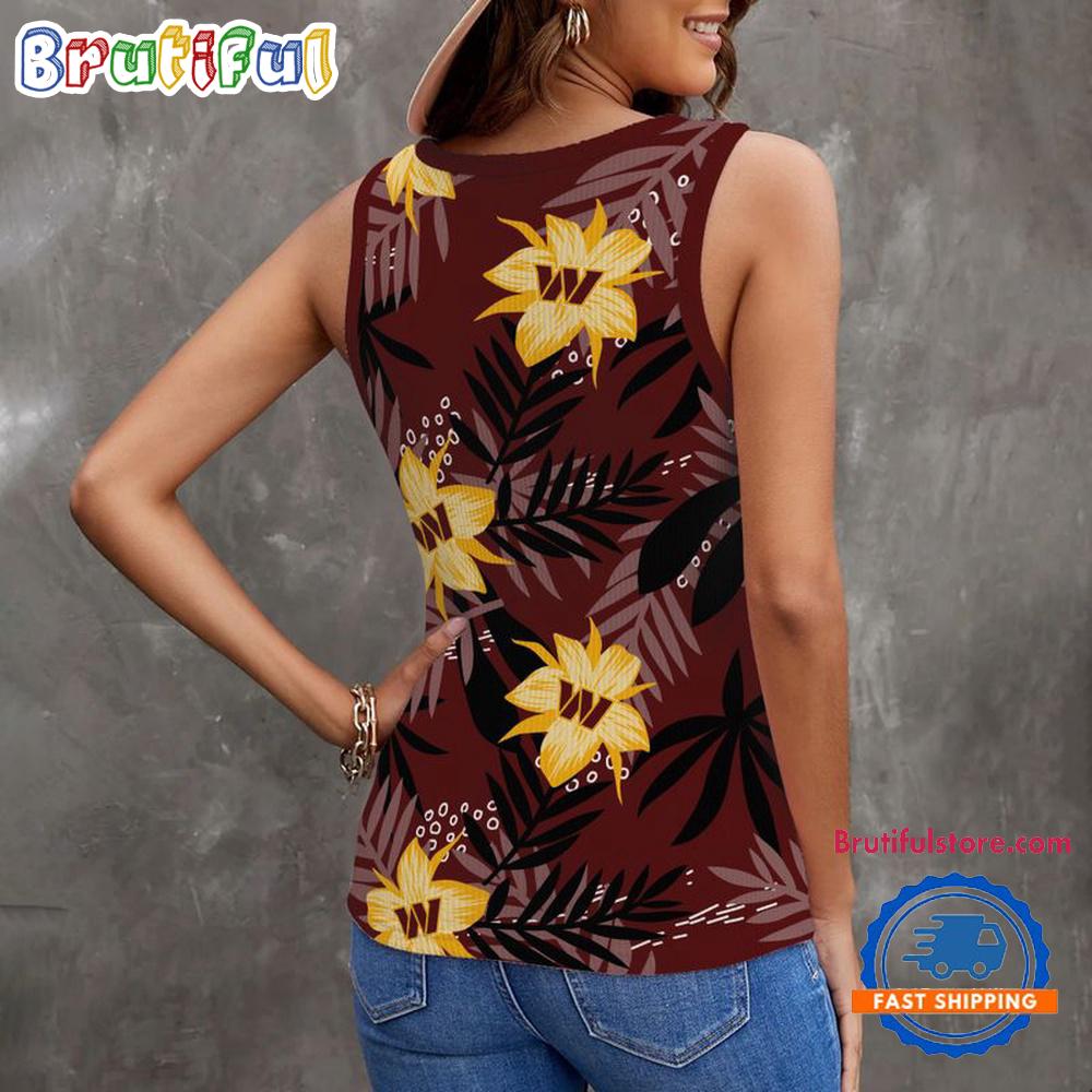 Washington Football Team Hibiscus Pattern Women’s V-Neck Ribbed Tank Top