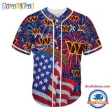 Washington Football Team USA Flag Independence Day Baseball Jersey, Sport Team 4th of July Jersey