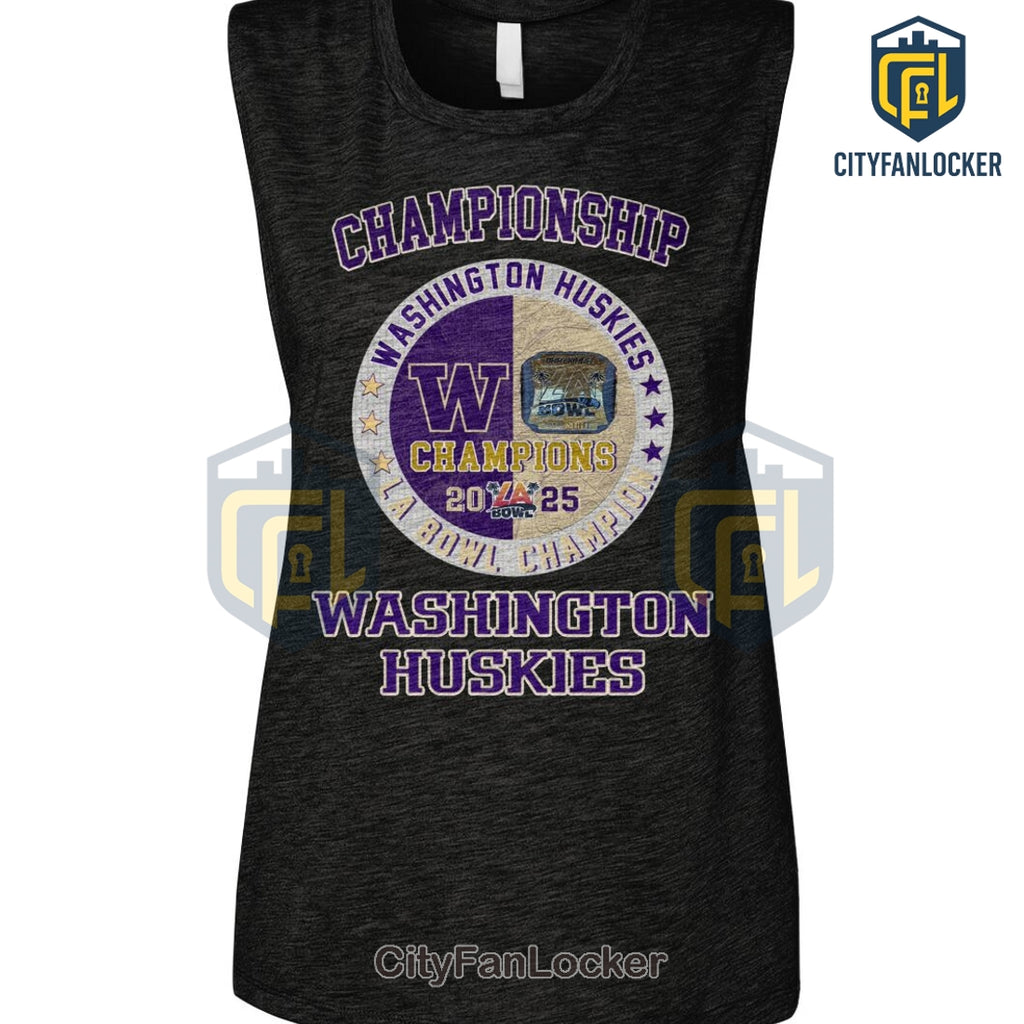 Washington Huskies 2024-25 LA Bowl Championship Ring Purple T-Shirt