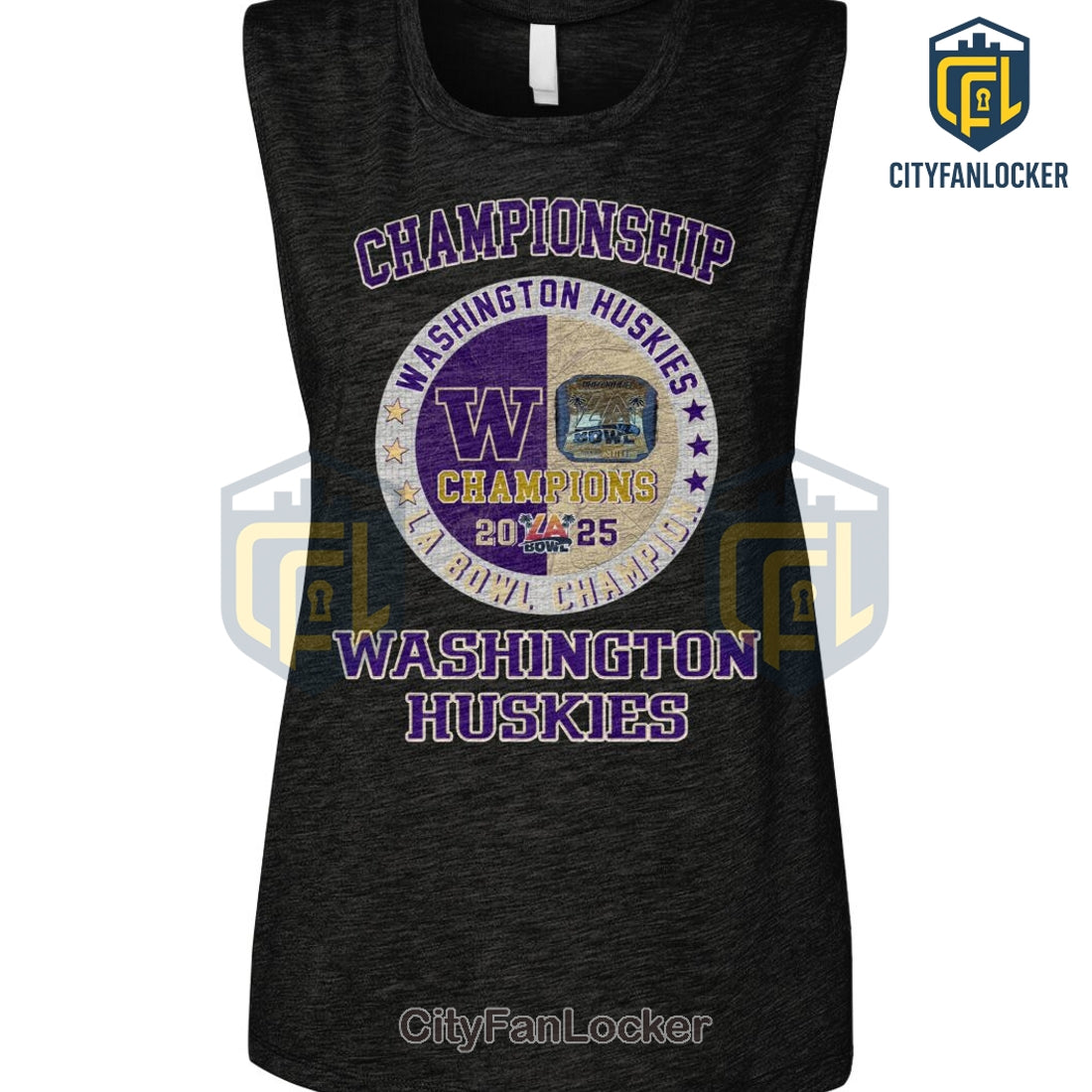 Washington Huskies 2024-25 LA Bowl Championship Ring Purple T-Shirt
