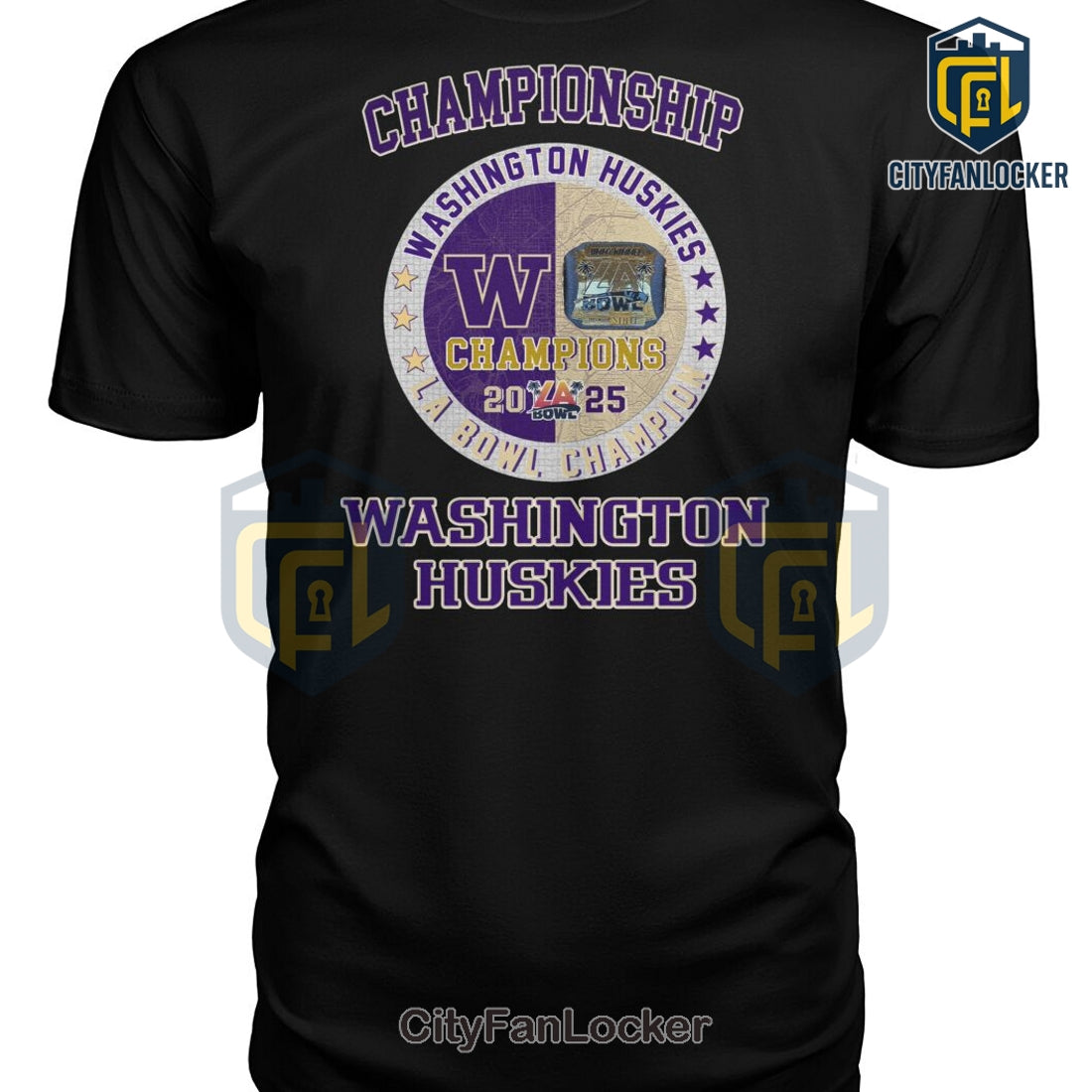 Washington Huskies 2024-25 LA Bowl Championship Ring Purple T-Shirt
