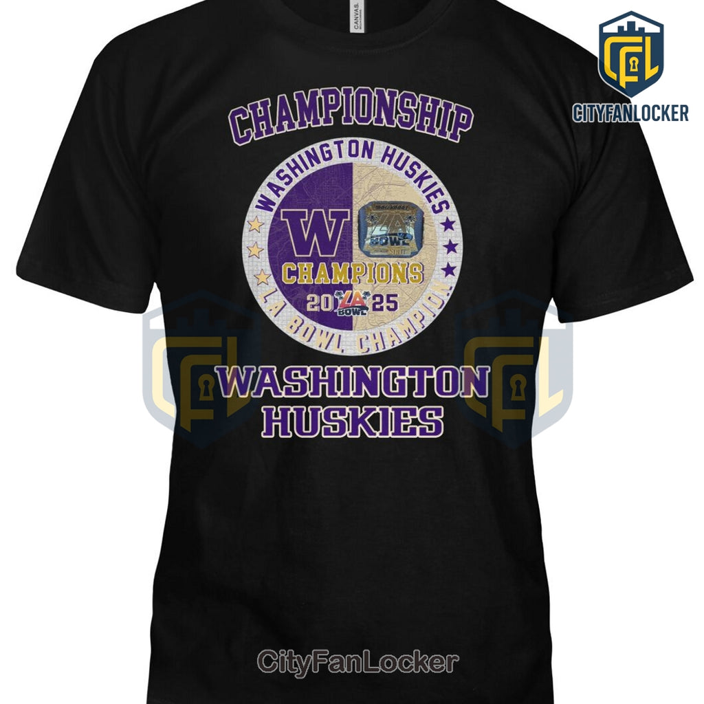 Washington Huskies 2024-25 LA Bowl Championship Ring Purple T-Shirt