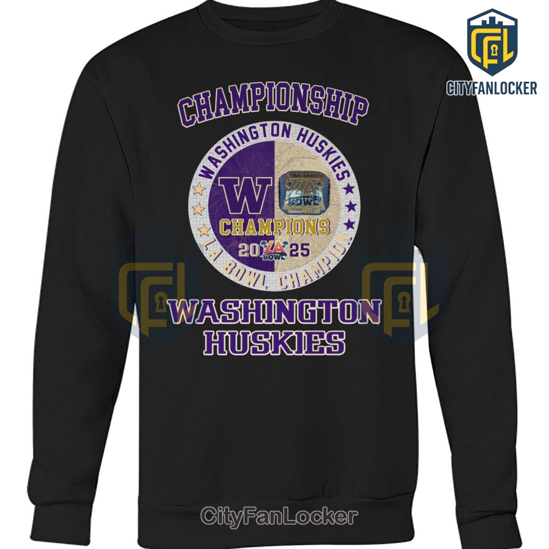 Washington Huskies 2024-25 LA Bowl Championship Ring Purple T-Shirt