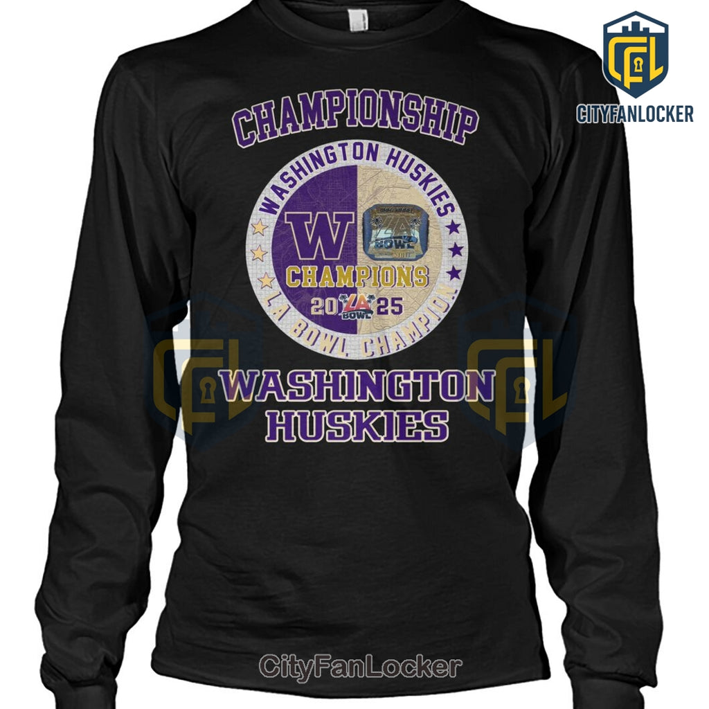 Washington Huskies 2024-25 LA Bowl Championship Ring Purple T-Shirt