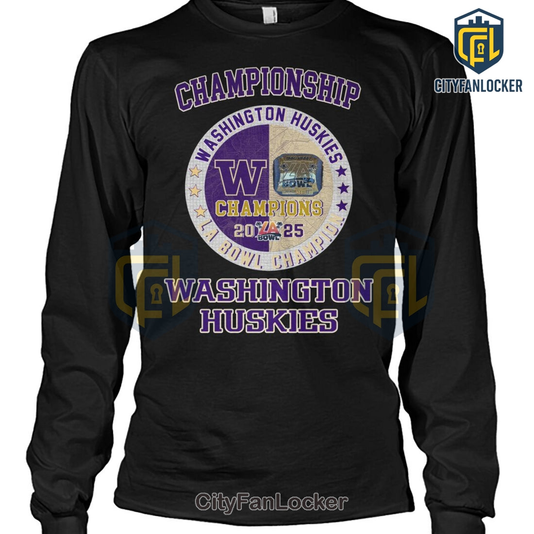 Washington Huskies 2024-25 LA Bowl Championship Ring Purple T-Shirt