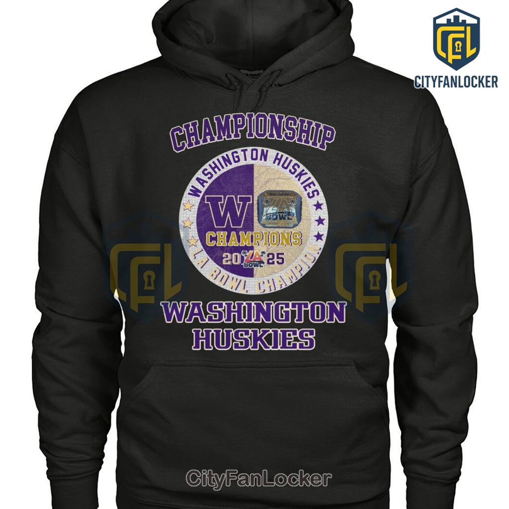 Washington Huskies 2024-25 LA Bowl Championship Ring Purple T-Shirt