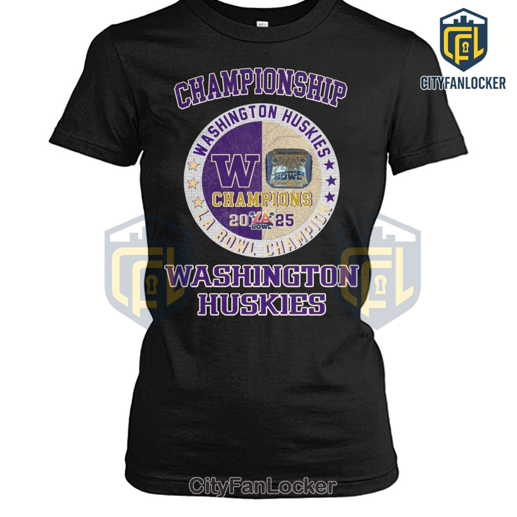 Washington Huskies 2024-25 LA Bowl Championship Ring Purple T-Shirt