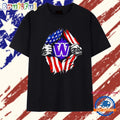Washington Huskies American flag ripped chest T Shirt