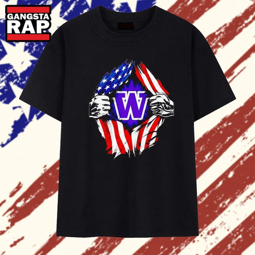 Washington Huskies American flag ripped chest