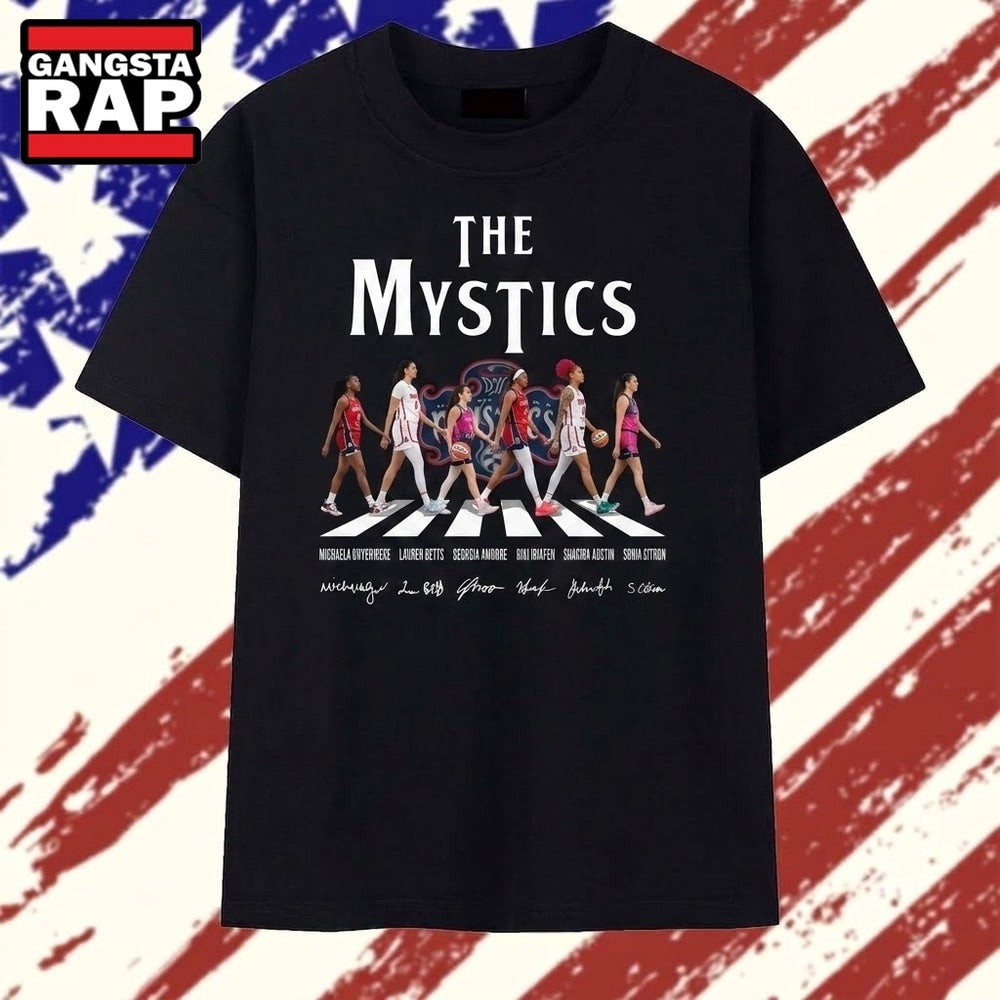 Washington Mystics Players Abbey Road Vintage Style Signatures T Shirt