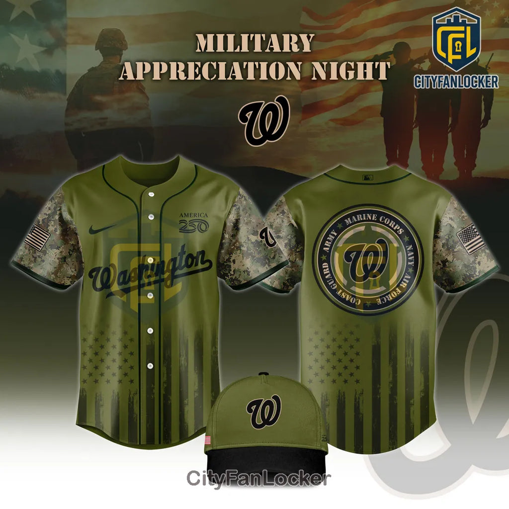 Washington Nationals Military Appreciation America 250 Baseball Jersey