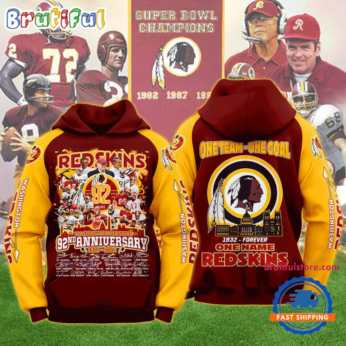 Washington Redskins 92nd Anniversary 1932-2024 Hoodie