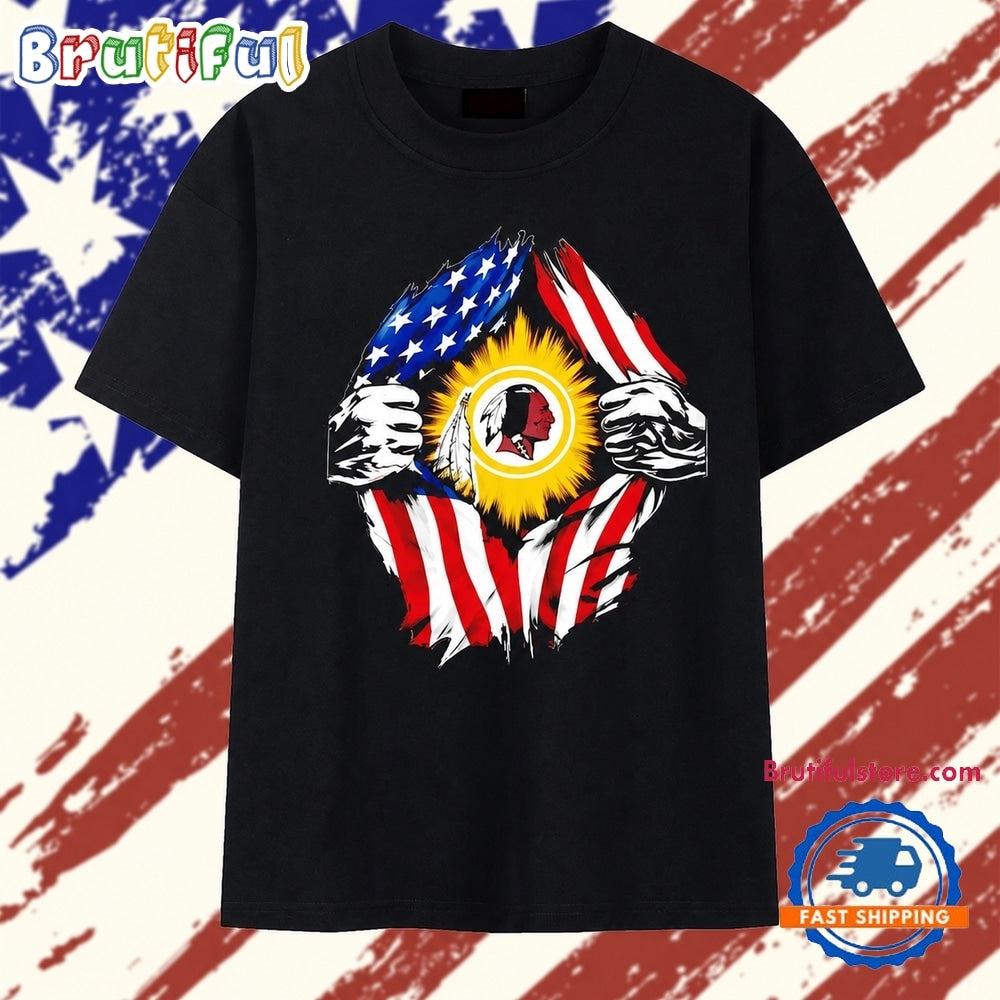 Washington Redskins American flag ripped chest T Shirt