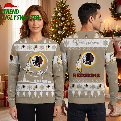 Washington Redskins Logo Personalized Custom Name Ugly Christmas Sweater