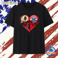 Washington Redskins x Washington Wizards skulls face to face heart shape T Shirt