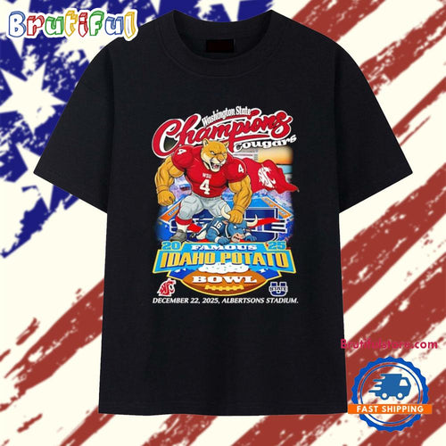 Washington State Cougars 2025 Famous Idaho Potato Bowl Champions mascot T Shirt