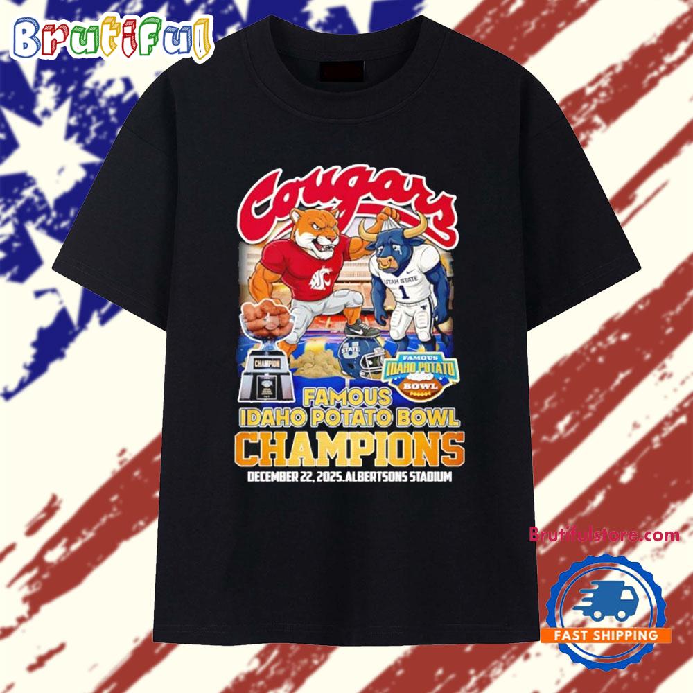 Washington State Cougars CFP Famous Idaho Potato Bowl Champions 2025 mascot T Shirt