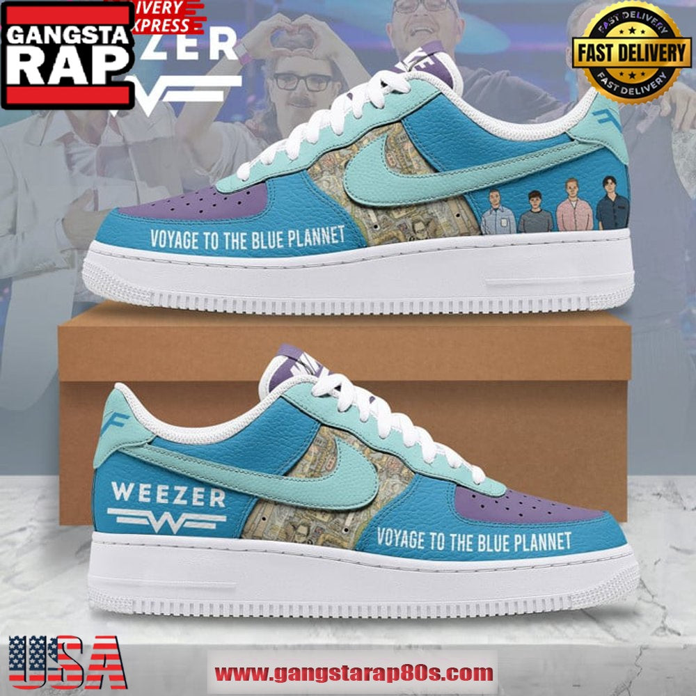 Weezer Blue New Design Air Force 1 Sneakers Shoes