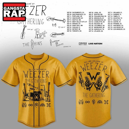 Weezer Merch The Gathering 2026 North America Tour Baseball Jersey , Music Fans Jersey Shirt