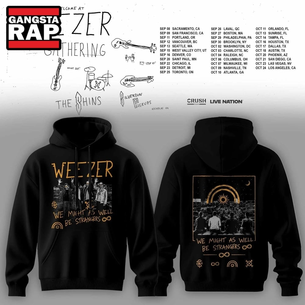 Weezer Merch The Gathering 2026 North America Tour Black Hoodie , Music Trending 3D Shirt