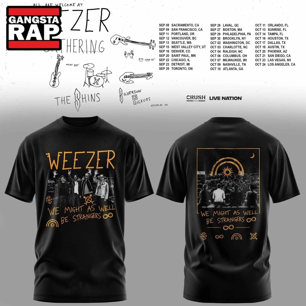 Weezer Merch The Gathering 2026 North America Tour Black T Shirt , Music Trending 3D Shirt