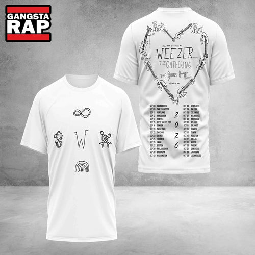 Weezer Merch The Gathering Tour Dates 3D Shirt , Music Trending 3D Shirt
