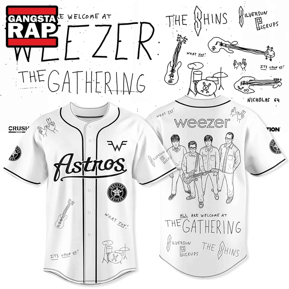 Weezer Merch X Houston Astros The Gathering Tour Baseball Jersey , Music Fans Jersey Shirt