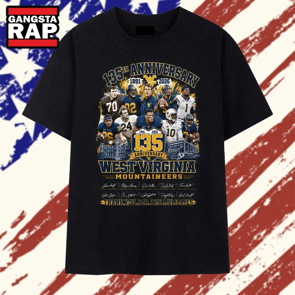 West Virginia Mountaineers 135th Anniversary 1891 2026 Tribute T Shirt